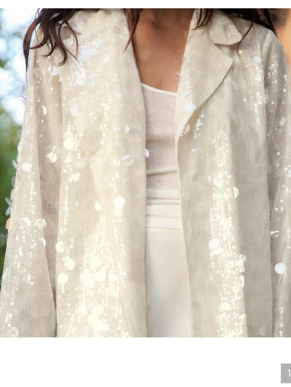 Zara Cream Sequin Blazer Jacket